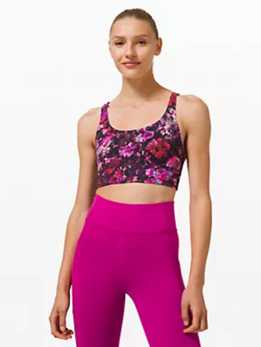 Lululemon Energy Longline Bra Medium Support B–D Cups Fluoro Floral Multi Size 6